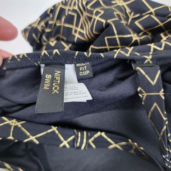 Nip Tuck One Piece Bathing Suit Black and Gold Trim size 6 EUC - Picture 11 of 16